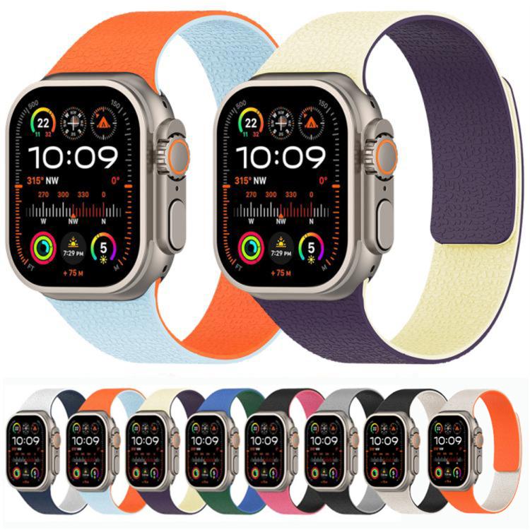 สายรัดนาฬิกาซิลิโคนแม่เหล็กลายลิ้นจี่สีตัด สำหรับ Apple Watch 46mm / 49mm / 45mm / 44mm, สำหรับ Apple Watch 42mm / 41mm / 40mm / 38mm