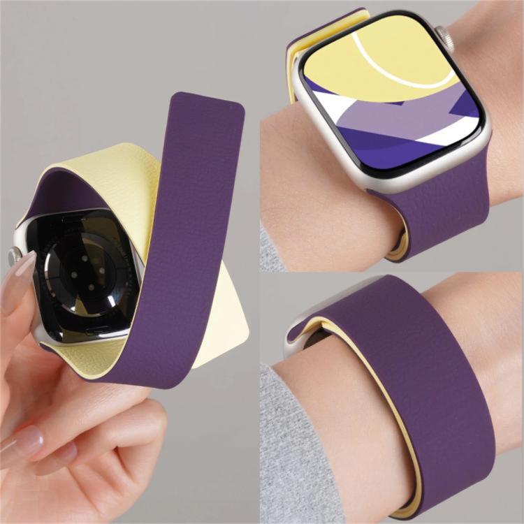 สายรัดนาฬิกาซิลิโคนแม่เหล็กลายลิ้นจี่สีตัด สำหรับ Apple Watch 46mm / 49mm / 45mm / 44mm, สำหรับ Apple Watch 42mm / 41mm / 40mm / 38mm