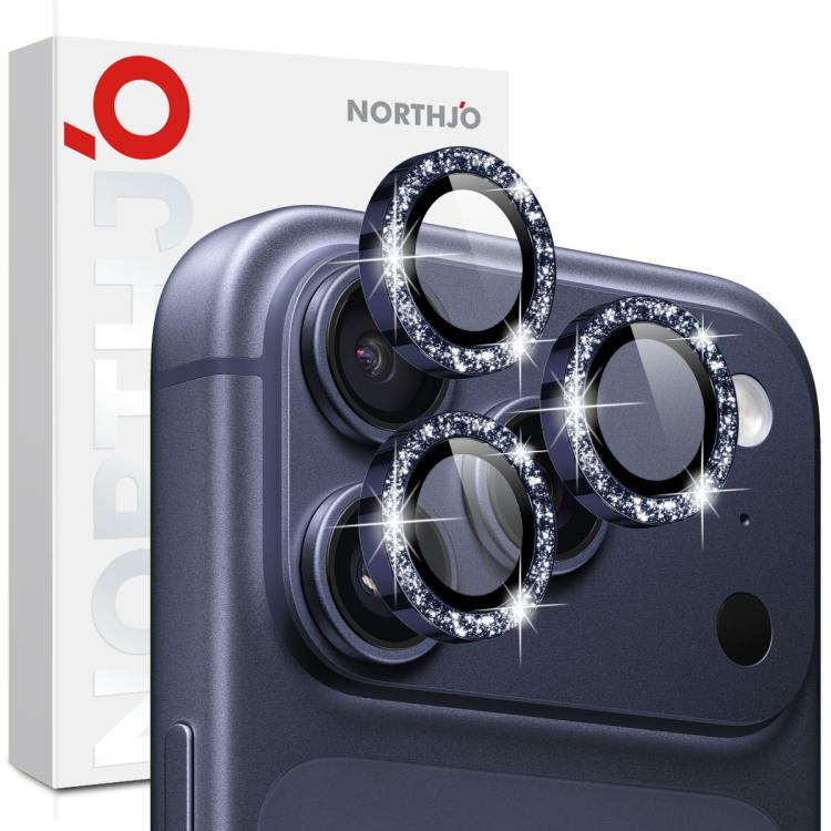 ฟิล์มวงแหวนโลหะกลิตเตอร์ป้องกันเลนส์กล้อง NORTHJO 1 ชุด สำหรับ iPhone 17 Pro / 17 Pro Max