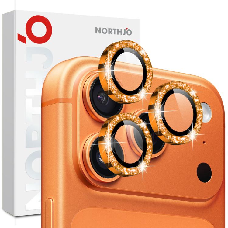 ฟิล์มวงแหวนโลหะกลิตเตอร์ป้องกันเลนส์กล้อง NORTHJO 1 ชุด สำหรับ iPhone 17 Pro / 17 Pro Max