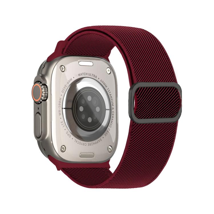 สายรัดนาฬิกาไนลอนยืดหยุ่นพร้อมหัวเข็มขัด D-ring ลายเส้นทแยงมุม สำหรับ Apple Watch ขนาด 46 มม. / 49 มม. / 45 มม. / 44 มม., สำหรับ Apple Watch ขนาด 42 มม. / 41 มม. / 40 มม. / 38 มม.