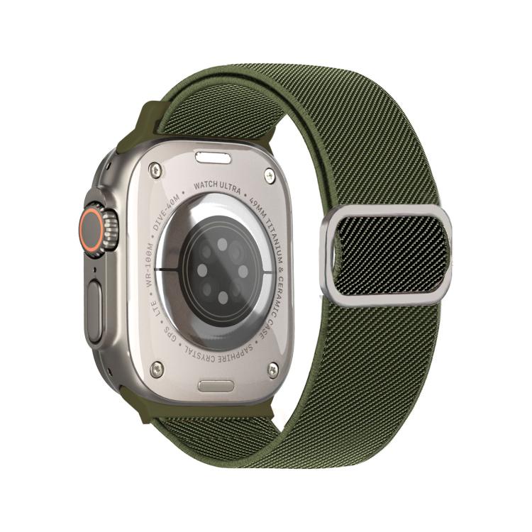 สายรัดนาฬิกาไนลอนยืดหยุ่นพร้อมหัวเข็มขัด D-ring ลายเส้นทแยงมุม สำหรับ Apple Watch ขนาด 46 มม. / 49 มม. / 45 มม. / 44 มม., สำหรับ Apple Watch ขนาด 42 มม. / 41 มม. / 40 มม. / 38 มม.