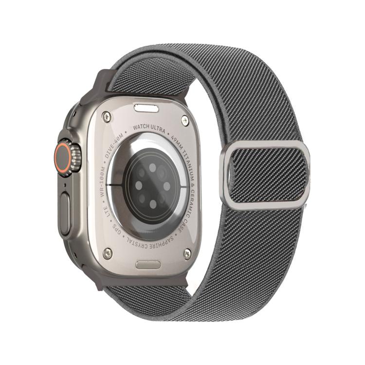 สายรัดนาฬิกาไนลอนยืดหยุ่นพร้อมหัวเข็มขัด D-ring ลายเส้นทแยงมุม สำหรับ Apple Watch ขนาด 46 มม. / 49 มม. / 45 มม. / 44 มม., สำหรับ Apple Watch ขนาด 42 มม. / 41 มม. / 40 มม. / 38 มม.