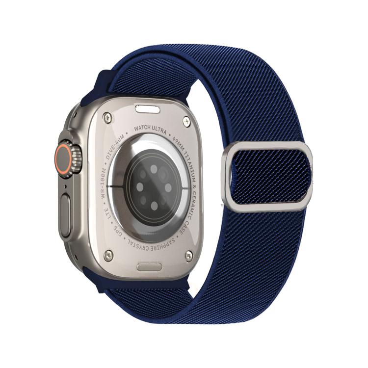 สายรัดนาฬิกาไนลอนยืดหยุ่นพร้อมหัวเข็มขัด D-ring ลายเส้นทแยงมุม สำหรับ Apple Watch ขนาด 46 มม. / 49 มม. / 45 มม. / 44 มม., สำหรับ Apple Watch ขนาด 42 มม. / 41 มม. / 40 มม. / 38 มม.