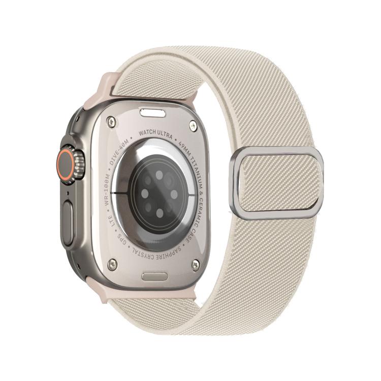 สายรัดนาฬิกาไนลอนยืดหยุ่นพร้อมหัวเข็มขัด D-ring ลายเส้นทแยงมุม สำหรับ Apple Watch ขนาด 46 มม. / 49 มม. / 45 มม. / 44 มม., สำหรับ Apple Watch ขนาด 42 มม. / 41 มม. / 40 มม. / 38 มม.