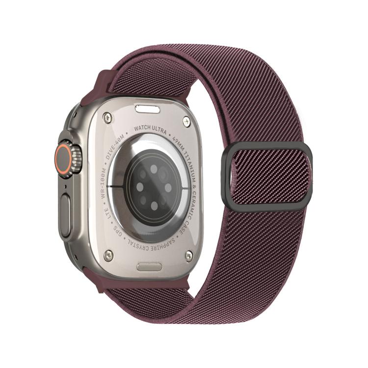สายรัดนาฬิกาไนลอนยืดหยุ่นพร้อมหัวเข็มขัด D-ring ลายเส้นทแยงมุม สำหรับ Apple Watch ขนาด 46 มม. / 49 มม. / 45 มม. / 44 มม., สำหรับ Apple Watch ขนาด 42 มม. / 41 มม. / 40 มม. / 38 มม.