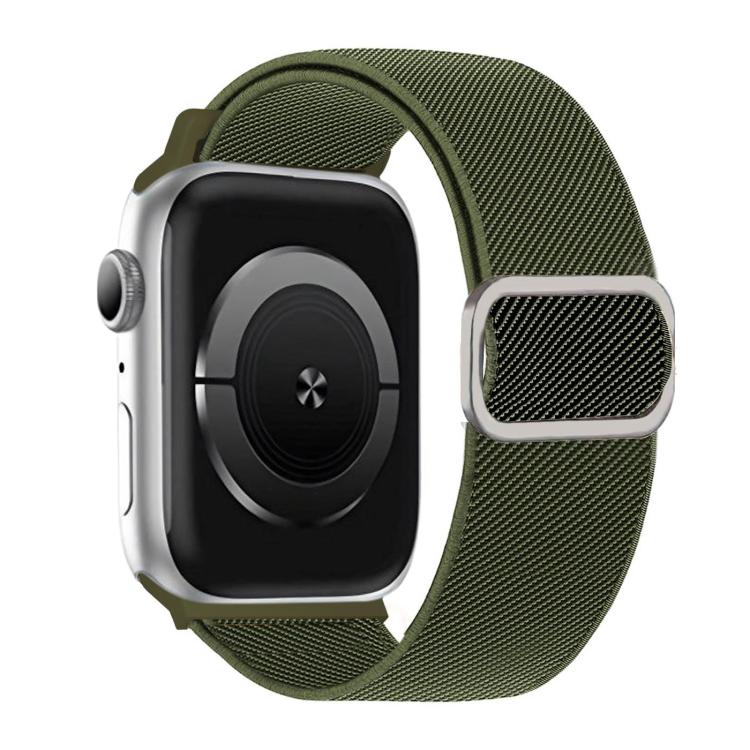 สายรัดนาฬิกาไนลอนยืดหยุ่นพร้อมหัวเข็มขัด D-ring ลายเส้นทแยงมุม สำหรับ Apple Watch ขนาด 46 มม. / 49 มม. / 45 มม. / 44 มม., สำหรับ Apple Watch ขนาด 42 มม. / 41 มม. / 40 มม. / 38 มม.