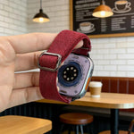 สายรัดนาฬิกาไนลอนยืดหยุ่นพร้อมหัวเข็มขัด D-ring ลายเส้นทแยงมุม สำหรับ Apple Watch ขนาด 46 มม. / 49 มม. / 45 มม. / 44 มม., สำหรับ Apple Watch ขนาด 42 มม. / 41 มม. / 40 มม. / 38 มม.