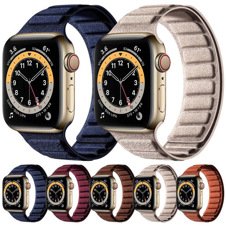สายรัดนาฬิกาหนังกลับแม่เหล็กสี่เหลี่ยม สำหรับ Apple Watch ขนาด 46 มม. / 49 มม. / 45 มม. / 44 มม., สำหรับ Apple Watch ขนาด 42 มม. / 41 มม. / 40 มม. / 38 มม.