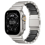 สายรัดนาฬิกาสแตนเลสซิลิโคนเม็ดเดียวพร้อมหัวเข็มขัดแม่เหล็ก สำหรับ Apple Watch ขนาด 46 มม. / 49 มม. / 45 มม. / 44 มม.