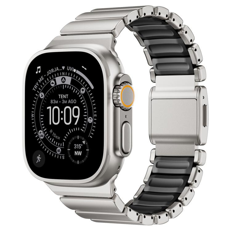 สายรัดนาฬิกาสแตนเลสซิลิโคนเม็ดเดียวพร้อมหัวเข็มขัดแม่เหล็ก สำหรับ Apple Watch ขนาด 46 มม. / 49 มม. / 45 มม. / 44 มม.