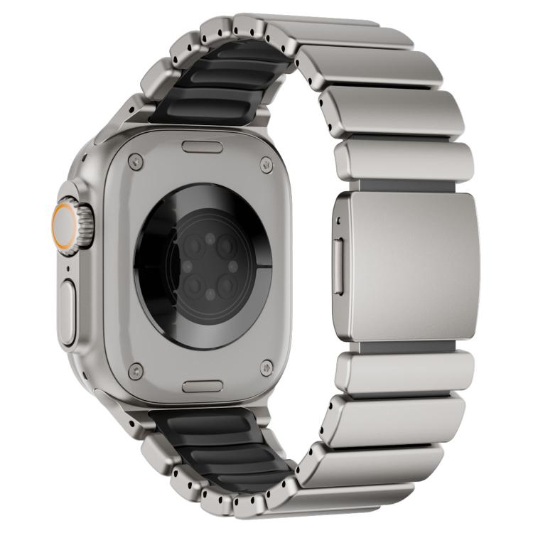 สายรัดนาฬิกาสแตนเลสซิลิโคนเม็ดเดียวพร้อมหัวเข็มขัดแม่เหล็ก สำหรับ Apple Watch ขนาด 46 มม. / 49 มม. / 45 มม. / 44 มม.