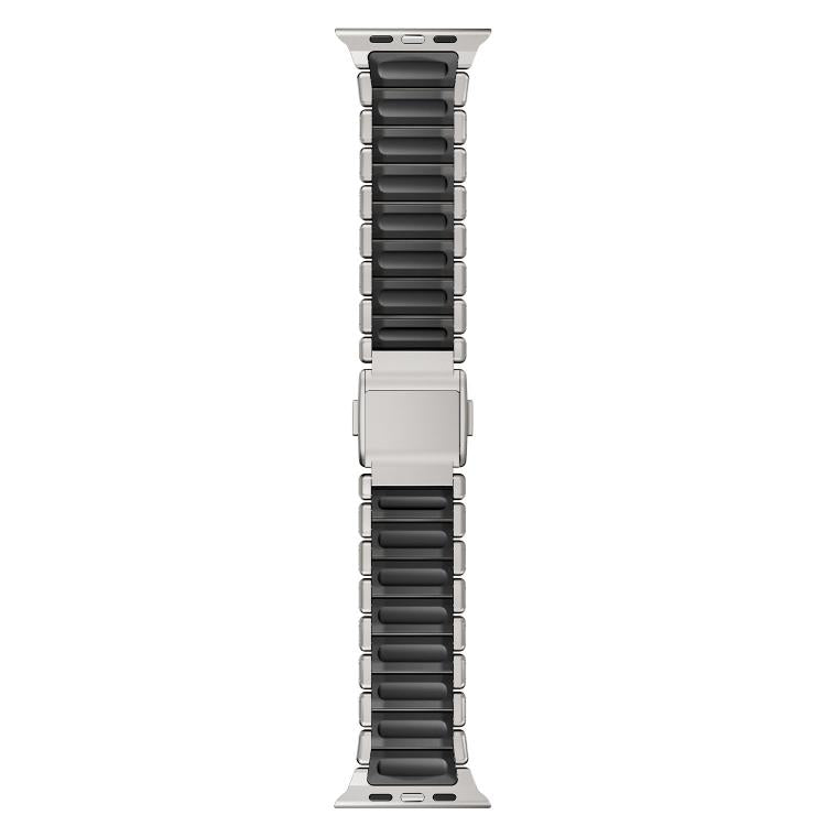 สายรัดนาฬิกาสแตนเลสซิลิโคนเม็ดเดียวพร้อมหัวเข็มขัดแม่เหล็ก สำหรับ Apple Watch ขนาด 46 มม. / 49 มม. / 45 มม. / 44 มม.