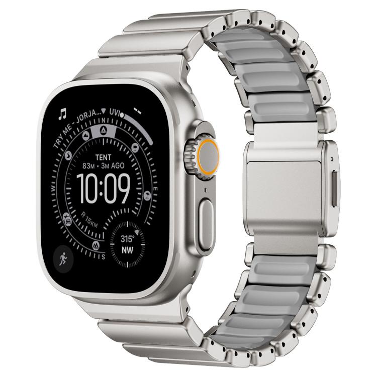 สายรัดนาฬิกาสแตนเลสซิลิโคนเม็ดเดียวพร้อมหัวเข็มขัดแม่เหล็ก สำหรับ Apple Watch ขนาด 46 มม. / 49 มม. / 45 มม. / 44 มม.