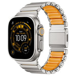 สายรัดนาฬิกาสแตนเลสซิลิโคนเม็ดเดียวพร้อมหัวเข็มขัดแม่เหล็ก สำหรับ Apple Watch ขนาด 46 มม. / 49 มม. / 45 มม. / 44 มม.