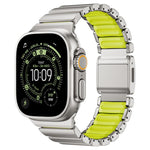 สายรัดนาฬิกาสแตนเลสซิลิโคนเม็ดเดียวพร้อมหัวเข็มขัดแม่เหล็ก สำหรับ Apple Watch ขนาด 46 มม. / 49 มม. / 45 มม. / 44 มม.