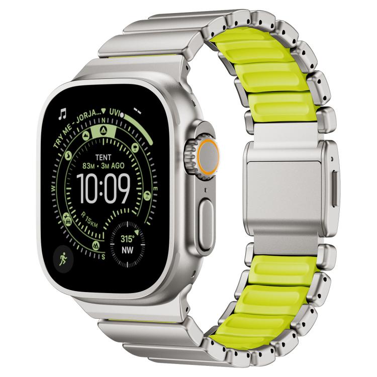 สายรัดนาฬิกาสแตนเลสซิลิโคนเม็ดเดียวพร้อมหัวเข็มขัดแม่เหล็ก สำหรับ Apple Watch ขนาด 46 มม. / 49 มม. / 45 มม. / 44 มม.