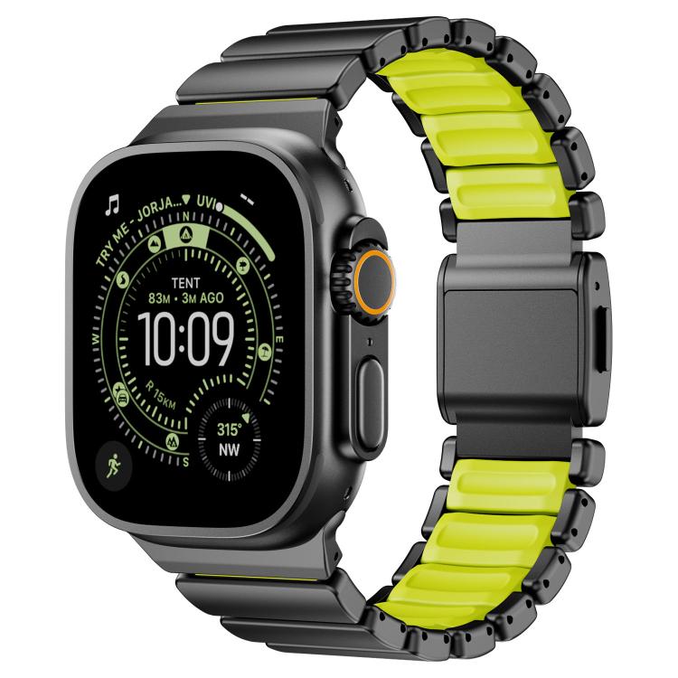 สายรัดนาฬิกาสแตนเลสซิลิโคนเม็ดเดียวพร้อมหัวเข็มขัดแม่เหล็ก สำหรับ Apple Watch ขนาด 46 มม. / 49 มม. / 45 มม. / 44 มม.