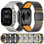 สายรัดนาฬิกาสแตนเลสซิลิโคนเม็ดเดียวพร้อมหัวเข็มขัดแม่เหล็ก สำหรับ Apple Watch ขนาด 46 มม. / 49 มม. / 45 มม. / 44 มม.