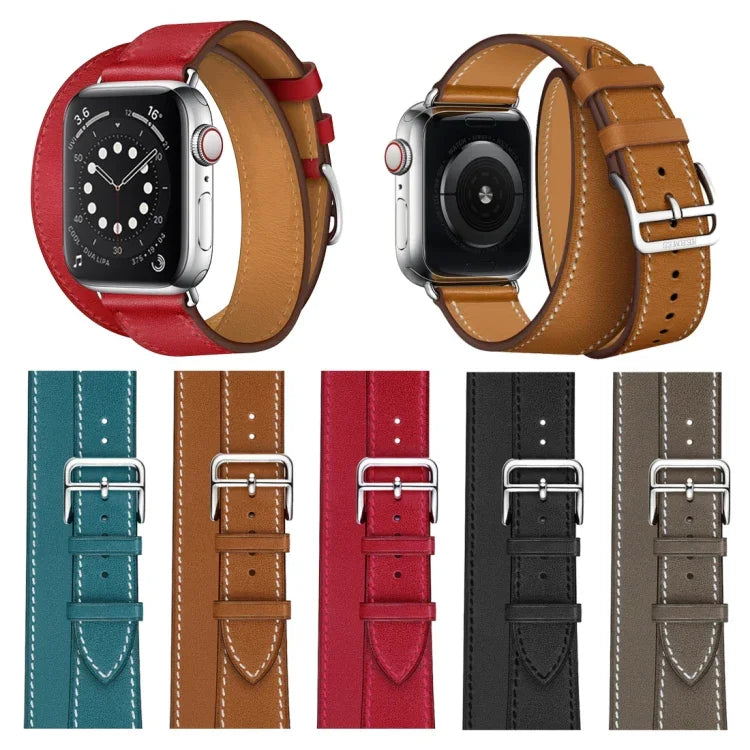 สำหรับ Apple Watch รุ่น 3 / 2 / 1 ขนาด 38 มม. สายหนังแบบห่วงคู่อเนกประสงค์