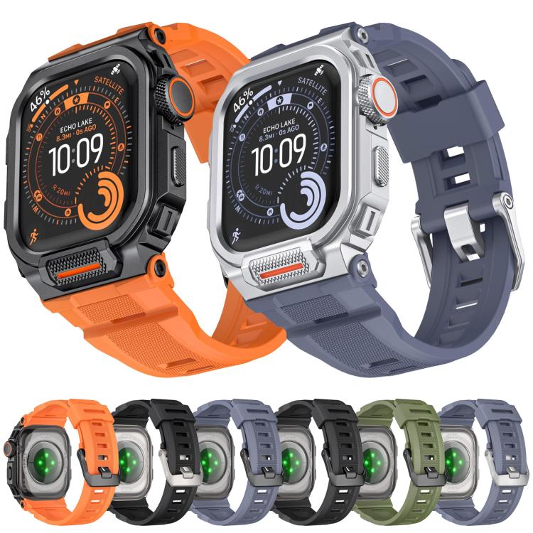 สายรัดนาฬิกาซิลิโคนเคลือบสังกะสีสีสดใสแบบบูรณาการ สำหรับ Apple Watch Series 11 / 10 ขนาด 46 มม.