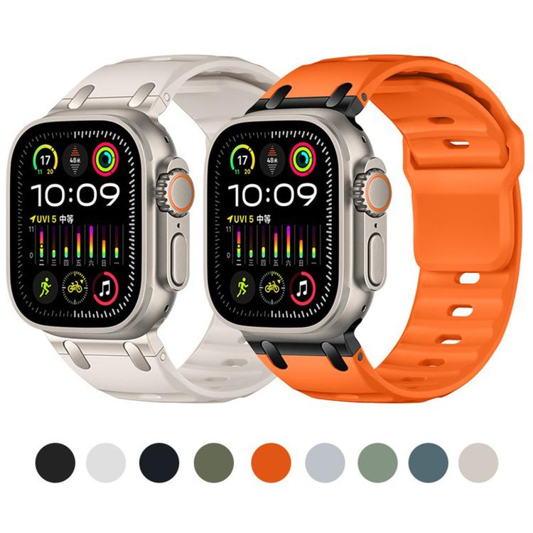 สายซิลิโคนสีเรียบสไตล์ขั้นบันไดสั่งทำ สำหรับ Apple Watch 49mm / 46mm / 45mm / 44mm
