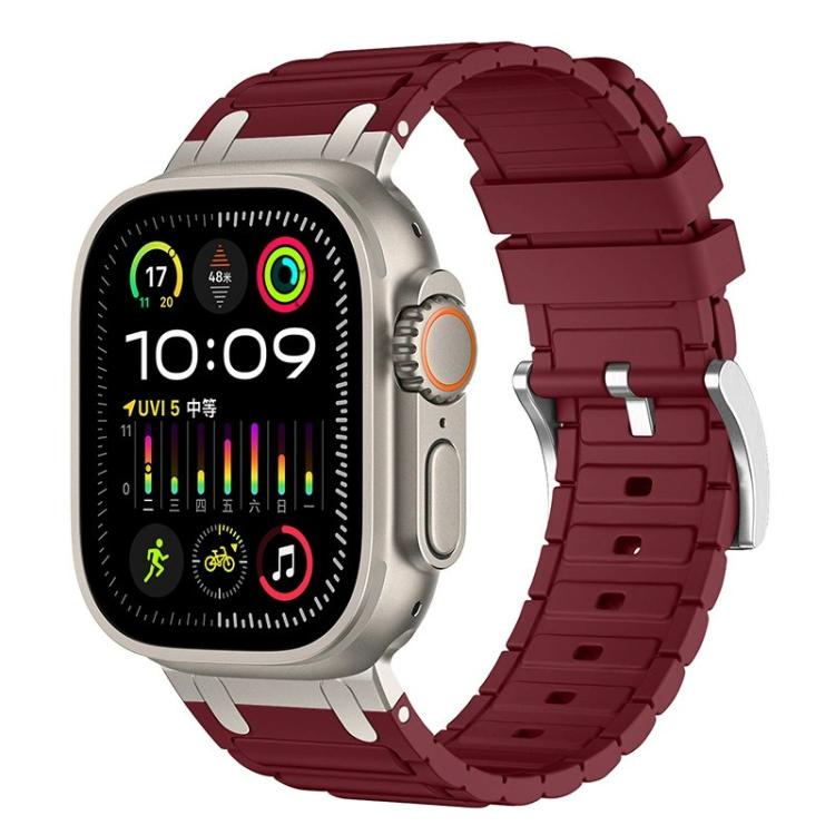 สายรัดนาฬิกาซิลิโคนลายผิวรูปตัว I เสริมความแข็งแรง สำหรับ Apple Watch ขนาด 49 มม. / 46 มม. / 45 มม. / 44 มม. และ 42 มม. / 41 มม. / 40 มม. / 38 มม.