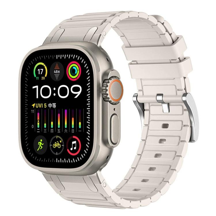 สายรัดนาฬิกาซิลิโคนลายผิวรูปตัว I เสริมความแข็งแรง สำหรับ Apple Watch ขนาด 49 มม. / 46 มม. / 45 มม. / 44 มม. และ 42 มม. / 41 มม. / 40 มม. / 38 มม.