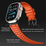สายรัดนาฬิกาซิลิโคนลายผิวรูปตัว I เสริมความแข็งแรง สำหรับ Apple Watch ขนาด 49 มม. / 46 มม. / 45 มม. / 44 มม. และ 42 มม. / 41 มม. / 40 มม. / 38 มม.