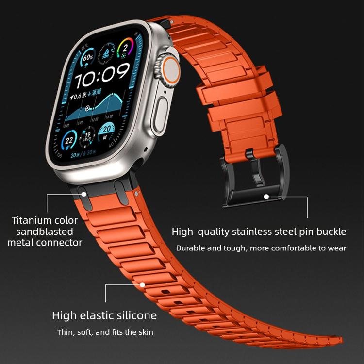 สายรัดนาฬิกาซิลิโคนลายผิวรูปตัว I เสริมความแข็งแรง สำหรับ Apple Watch ขนาด 49 มม. / 46 มม. / 45 มม. / 44 มม. และ 42 มม. / 41 มม. / 40 มม. / 38 มม.