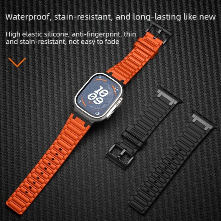 สายรัดนาฬิกาซิลิโคนลายผิวรูปตัว I เสริมความแข็งแรง สำหรับ Apple Watch ขนาด 49 มม. / 46 มม. / 45 มม. / 44 มม. และ 42 มม. / 41 มม. / 40 มม. / 38 มม.