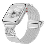 สายไนลอนยืดลายผ้าทวิลพร้อมหัวเข็มขัดแม่เหล็กปมจีน สำหรับ Apple Watch 49mm / 46mm / 45mm / 44mm, สำหรับ Apple Watch 42mm / 41mm / 40mm / 38mm