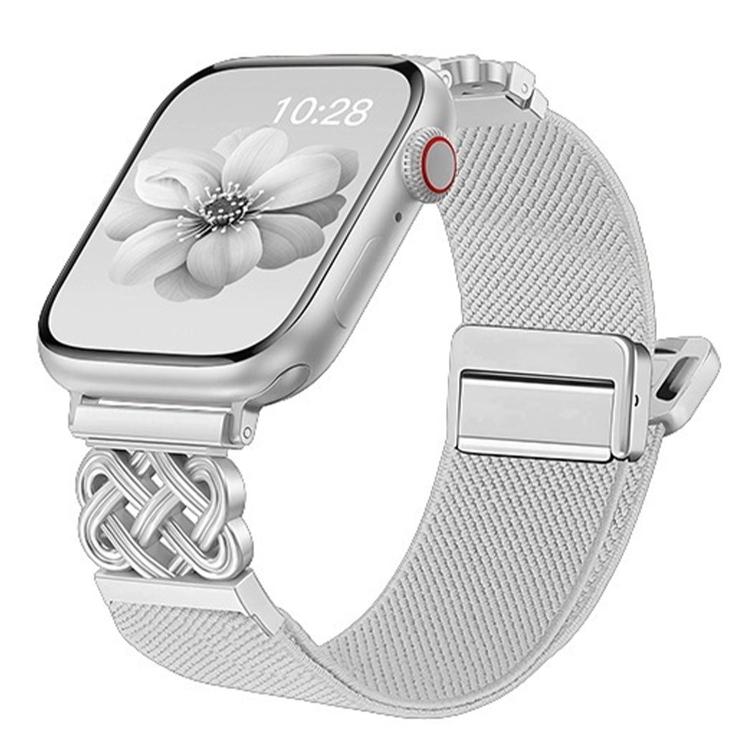สายไนลอนยืดลายผ้าทวิลพร้อมหัวเข็มขัดแม่เหล็กปมจีน สำหรับ Apple Watch 49mm / 46mm / 45mm / 44mm, สำหรับ Apple Watch 42mm / 41mm / 40mm / 38mm