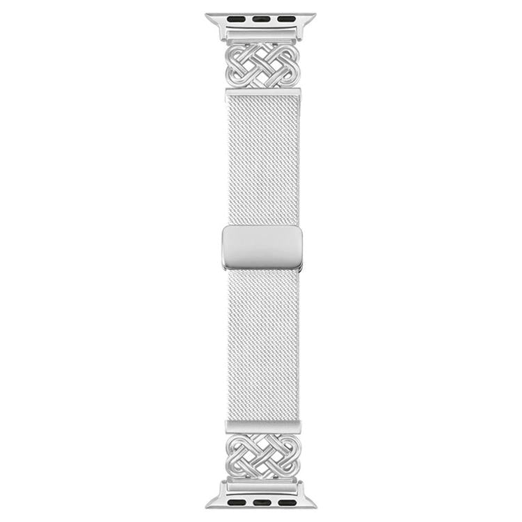 สายไนลอนยืดลายผ้าทวิลพร้อมหัวเข็มขัดแม่เหล็กปมจีน สำหรับ Apple Watch 49mm / 46mm / 45mm / 44mm, สำหรับ Apple Watch 42mm / 41mm / 40mm / 38mm