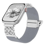 สายไนลอนยืดลายผ้าทวิลพร้อมหัวเข็มขัดแม่เหล็กปมจีน สำหรับ Apple Watch 49mm / 46mm / 45mm / 44mm, สำหรับ Apple Watch 42mm / 41mm / 40mm / 38mm