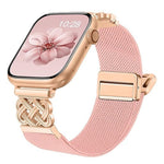 สายไนลอนยืดลายผ้าทวิลพร้อมหัวเข็มขัดแม่เหล็กปมจีน สำหรับ Apple Watch 49mm / 46mm / 45mm / 44mm, สำหรับ Apple Watch 42mm / 41mm / 40mm / 38mm