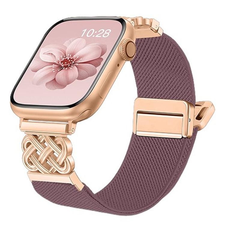 สายไนลอนยืดลายผ้าทวิลพร้อมหัวเข็มขัดแม่เหล็กปมจีน สำหรับ Apple Watch 49mm / 46mm / 45mm / 44mm, สำหรับ Apple Watch 42mm / 41mm / 40mm / 38mm