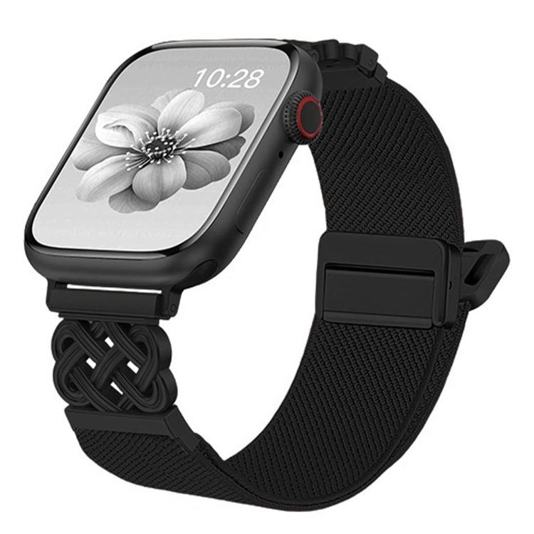 สายไนลอนยืดลายผ้าทวิลพร้อมหัวเข็มขัดแม่เหล็กปมจีน สำหรับ Apple Watch 49mm / 46mm / 45mm / 44mm, สำหรับ Apple Watch 42mm / 41mm / 40mm / 38mm