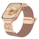 สายไนลอนยืดลายผ้าทวิลพร้อมหัวเข็มขัดแม่เหล็กปมจีน สำหรับ Apple Watch 49mm / 46mm / 45mm / 44mm, สำหรับ Apple Watch 42mm / 41mm / 40mm / 38mm