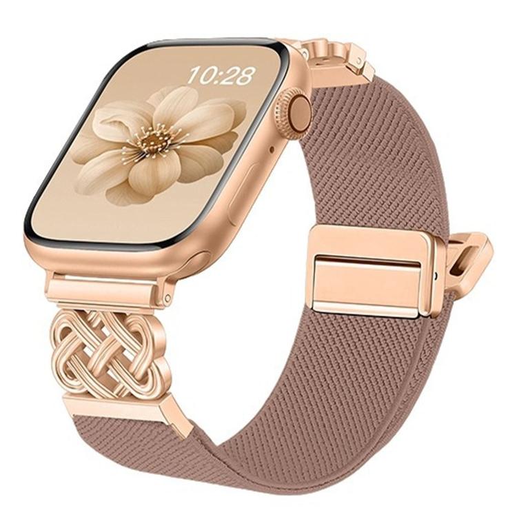 สายไนลอนยืดลายผ้าทวิลพร้อมหัวเข็มขัดแม่เหล็กปมจีน สำหรับ Apple Watch 49mm / 46mm / 45mm / 44mm, สำหรับ Apple Watch 42mm / 41mm / 40mm / 38mm