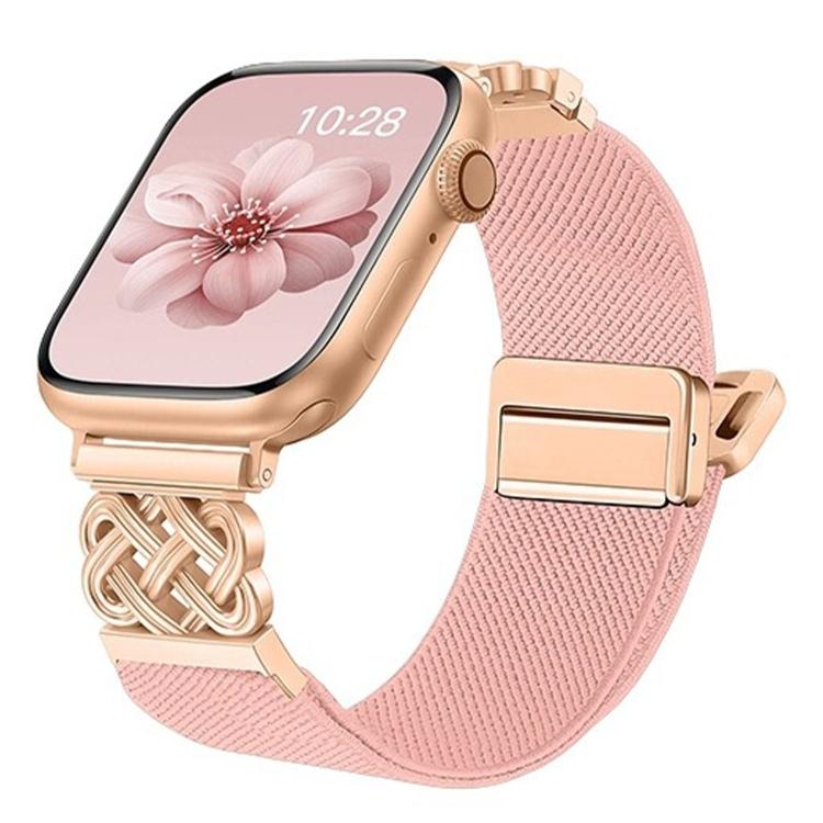 สายไนลอนยืดลายผ้าทวิลพร้อมหัวเข็มขัดแม่เหล็กปมจีน สำหรับ Apple Watch 49mm / 46mm / 45mm / 44mm, สำหรับ Apple Watch 42mm / 41mm / 40mm / 38mm