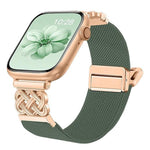 สายไนลอนยืดลายผ้าทวิลพร้อมหัวเข็มขัดแม่เหล็กปมจีน สำหรับ Apple Watch 49mm / 46mm / 45mm / 44mm, สำหรับ Apple Watch 42mm / 41mm / 40mm / 38mm
