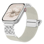 สายไนลอนยืดลายผ้าทวิลพร้อมหัวเข็มขัดแม่เหล็กปมจีน สำหรับ Apple Watch 49mm / 46mm / 45mm / 44mm, สำหรับ Apple Watch 42mm / 41mm / 40mm / 38mm