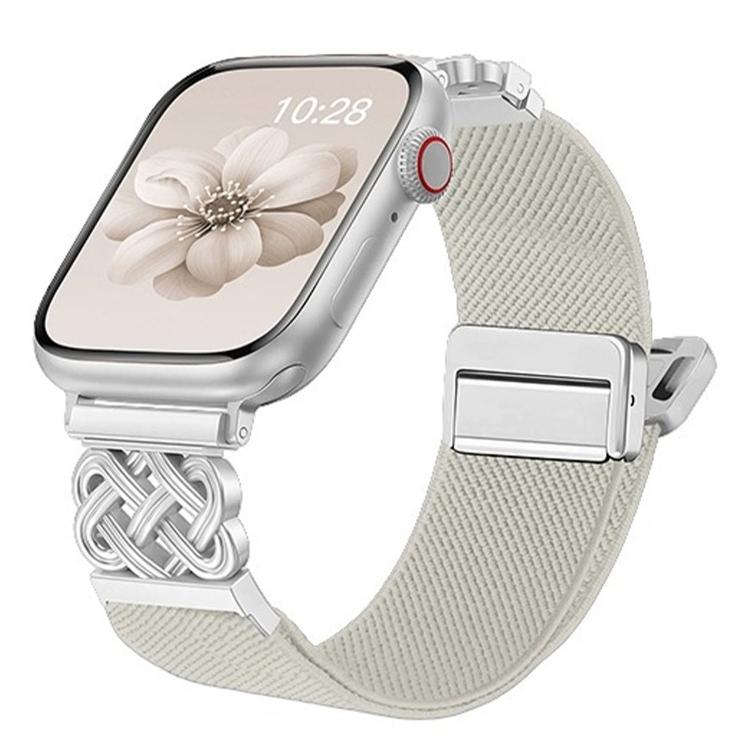 สายไนลอนยืดลายผ้าทวิลพร้อมหัวเข็มขัดแม่เหล็กปมจีน สำหรับ Apple Watch 49mm / 46mm / 45mm / 44mm, สำหรับ Apple Watch 42mm / 41mm / 40mm / 38mm