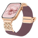 สายไนลอนยืดลายผ้าทวิลพร้อมหัวเข็มขัดแม่เหล็กปมจีน สำหรับ Apple Watch 49mm / 46mm / 45mm / 44mm, สำหรับ Apple Watch 42mm / 41mm / 40mm / 38mm