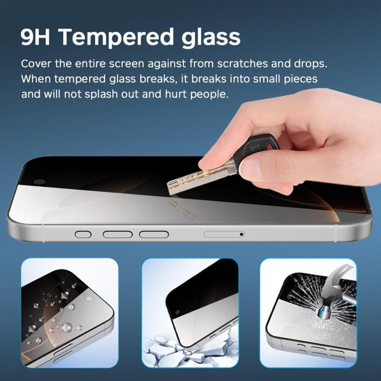 10pcs 3D Large Arc Edge Electroplated Explosion-Proof Scratch-Resistant Full-Screen 28-Degree Privacy Tempered Glass Film, For iPhone 17 Pro Max, For iPhone 17 Pro, For iPhone 17, For iPhone Air, For iPhone 16 Pro Max, For iPhone 16 Pro, For iPhone 16