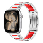 สายสแตนเลสสตีลฝังยางหลายเหลี่ยม สำหรับ Apple Watch 46mm / 49mm / 45mm / 44mm, สำหรับ Apple Watch 42mm / 41mm / 40mm / 38mm