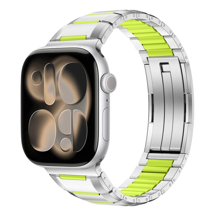 สายสแตนเลสสตีลฝังยางหลายเหลี่ยม สำหรับ Apple Watch 46mm / 49mm / 45mm / 44mm, สำหรับ Apple Watch 42mm / 41mm / 40mm / 38mm