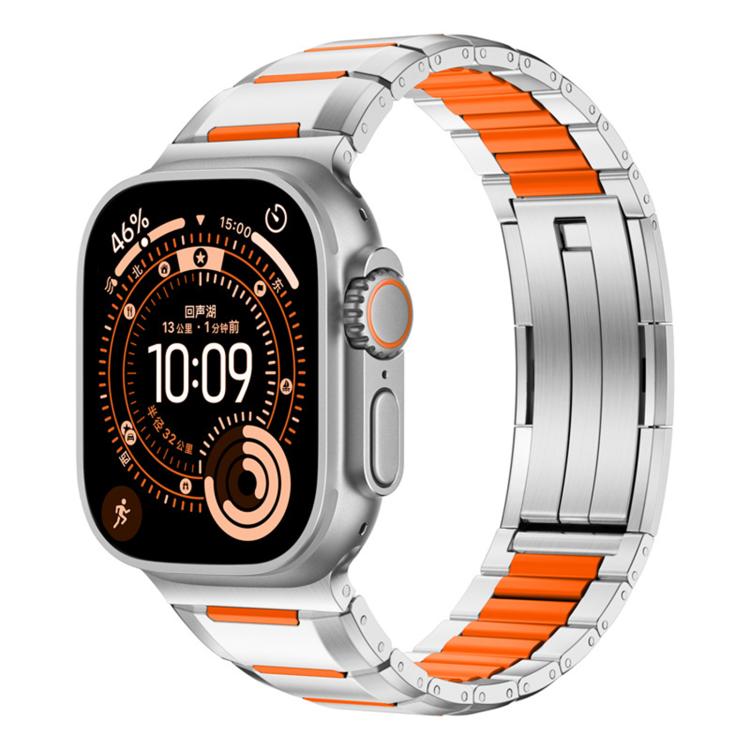 สายสแตนเลสสตีลฝังยางหลายเหลี่ยม สำหรับ Apple Watch 46mm / 49mm / 45mm / 44mm, สำหรับ Apple Watch 42mm / 41mm / 40mm / 38mm
