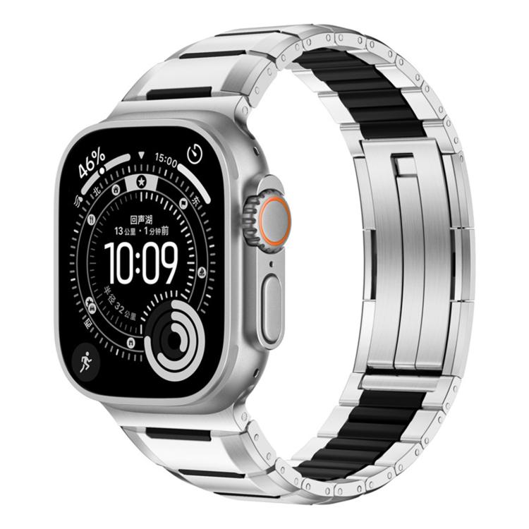 สายสแตนเลสสตีลฝังยางหลายเหลี่ยม สำหรับ Apple Watch 46mm / 49mm / 45mm / 44mm, สำหรับ Apple Watch 42mm / 41mm / 40mm / 38mm